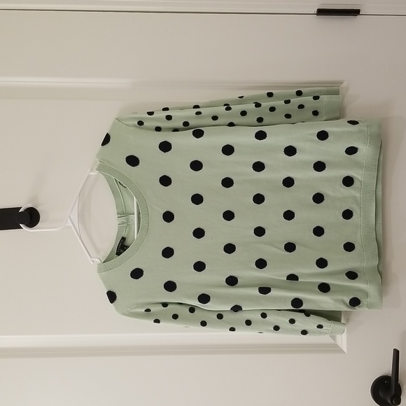 Talbots Tops - Talbots Medium Mint Green Polka Dot 3/4 Sleeve Lightweight Sweater Top